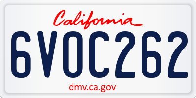 CA license plate 6VOC262