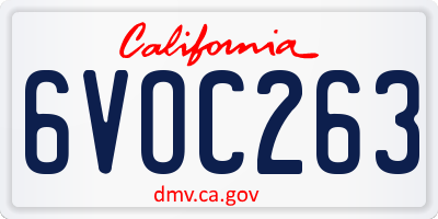 CA license plate 6VOC263