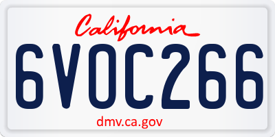 CA license plate 6VOC266