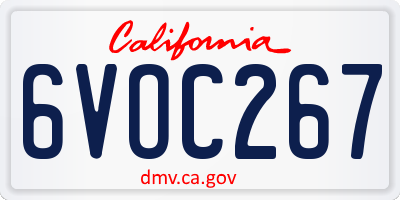 CA license plate 6VOC267