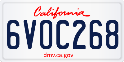CA license plate 6VOC268