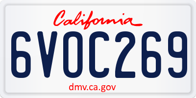 CA license plate 6VOC269