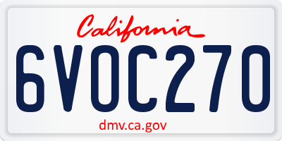 CA license plate 6VOC270