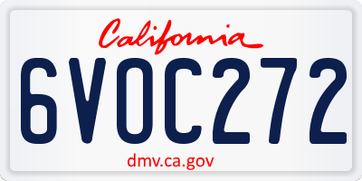 CA license plate 6VOC272
