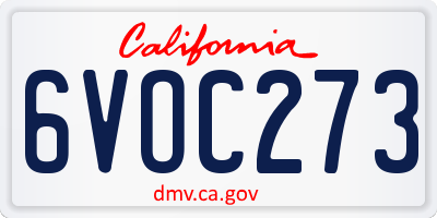 CA license plate 6VOC273