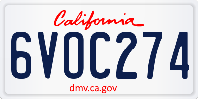 CA license plate 6VOC274