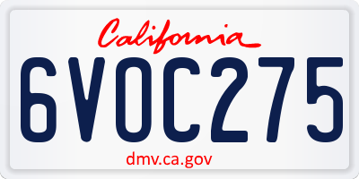 CA license plate 6VOC275