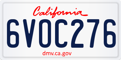 CA license plate 6VOC276