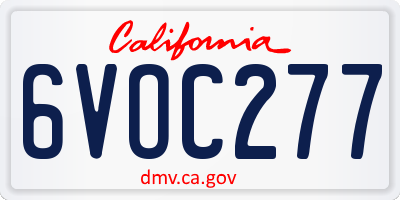 CA license plate 6VOC277