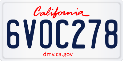 CA license plate 6VOC278