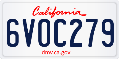 CA license plate 6VOC279