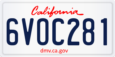 CA license plate 6VOC281