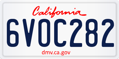 CA license plate 6VOC282