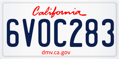CA license plate 6VOC283