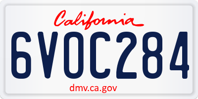 CA license plate 6VOC284