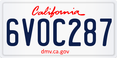 CA license plate 6VOC287