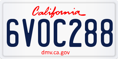 CA license plate 6VOC288