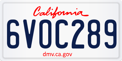 CA license plate 6VOC289