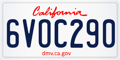 CA license plate 6VOC290