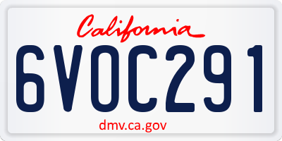 CA license plate 6VOC291