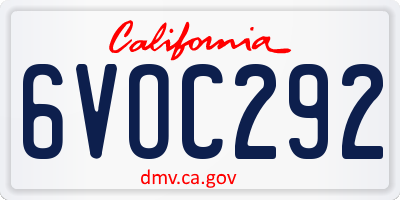 CA license plate 6VOC292