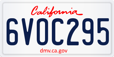 CA license plate 6VOC295