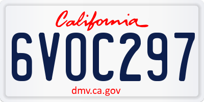 CA license plate 6VOC297
