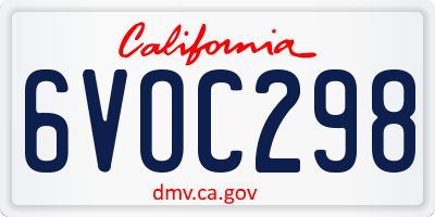 CA license plate 6VOC298