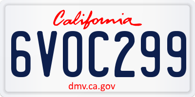 CA license plate 6VOC299