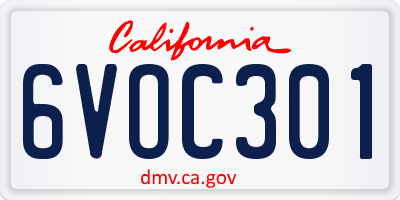 CA license plate 6VOC301