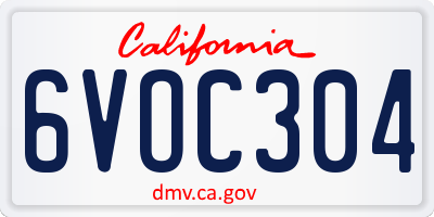 CA license plate 6VOC304