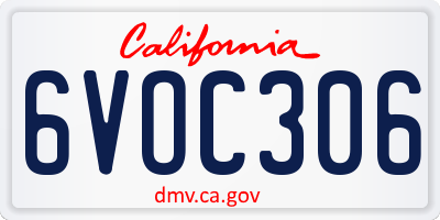 CA license plate 6VOC306