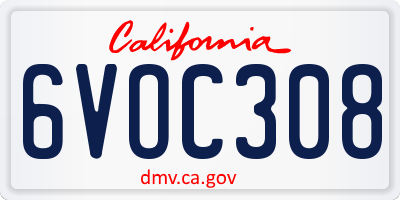 CA license plate 6VOC308