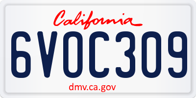CA license plate 6VOC309
