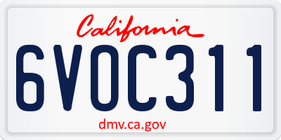 CA license plate 6VOC311