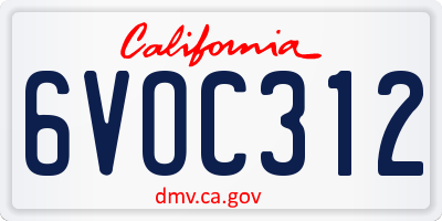 CA license plate 6VOC312