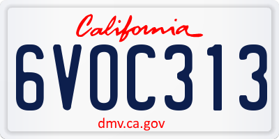 CA license plate 6VOC313