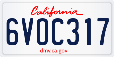 CA license plate 6VOC317