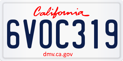 CA license plate 6VOC319