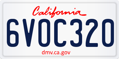 CA license plate 6VOC320