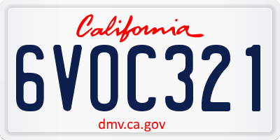 CA license plate 6VOC321