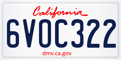 CA license plate 6VOC322