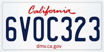 CA license plate 6VOC323