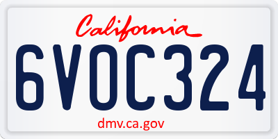 CA license plate 6VOC324