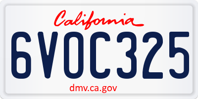 CA license plate 6VOC325