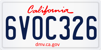 CA license plate 6VOC326