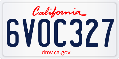 CA license plate 6VOC327