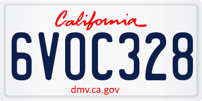 CA license plate 6VOC328