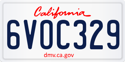 CA license plate 6VOC329