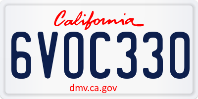 CA license plate 6VOC330